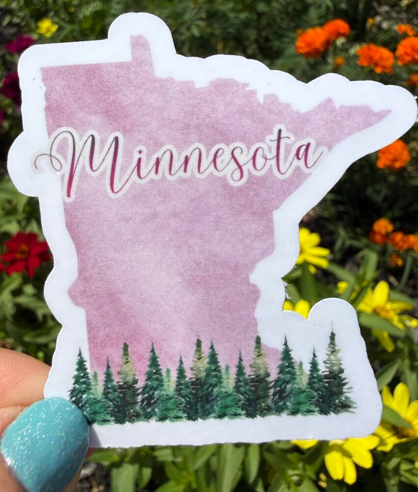 Pink Minnesota Northwoods Trees Sticker