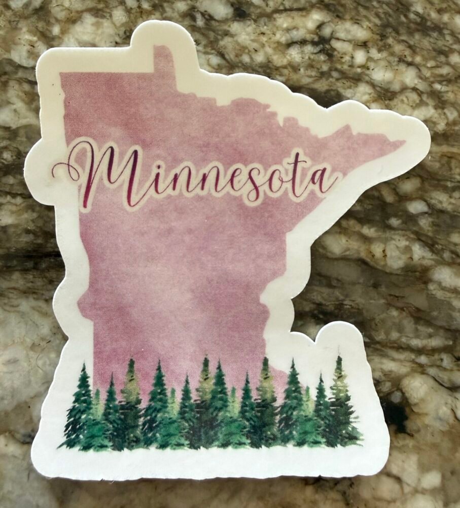 Pink Minnesota Northwoods Trees Sticker