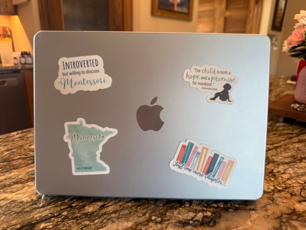 Montessori, Minnesota, Books Stickers on Computer