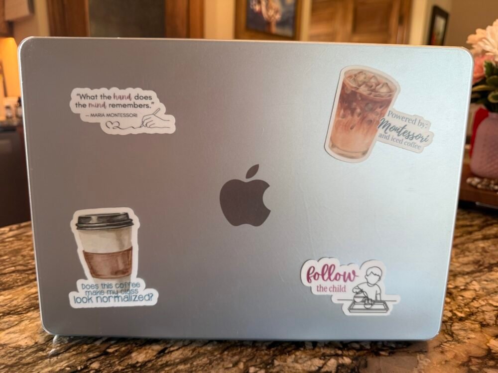 Montessori Stickers on Computer