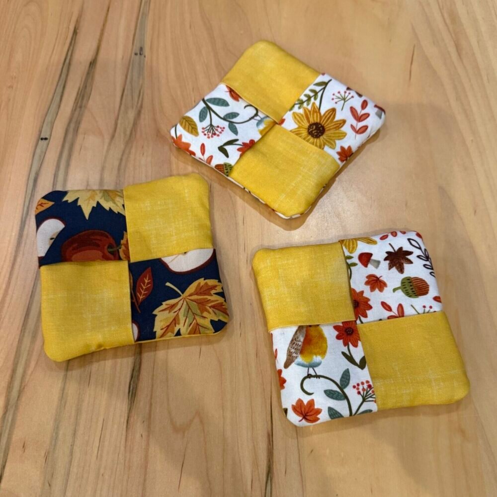 Handmade sewn fabric coasters