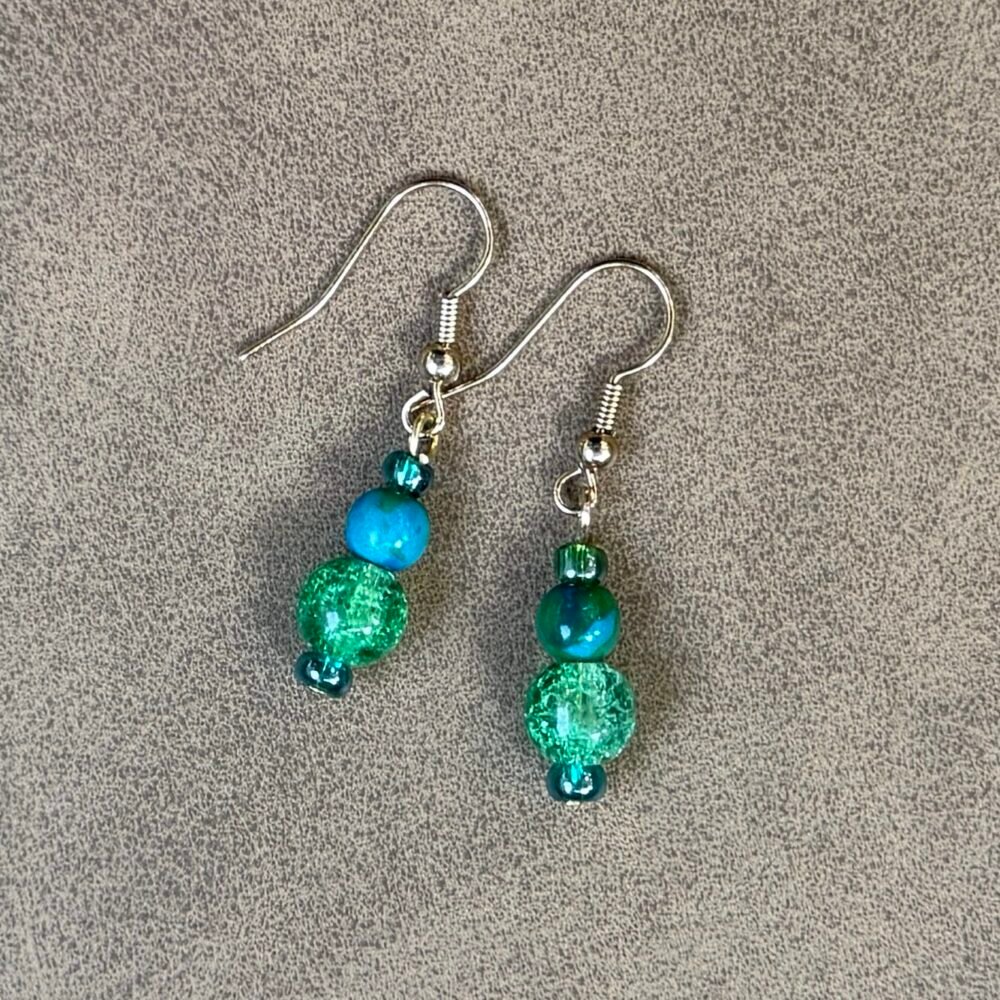 Quad Emerald Beaded Earrings