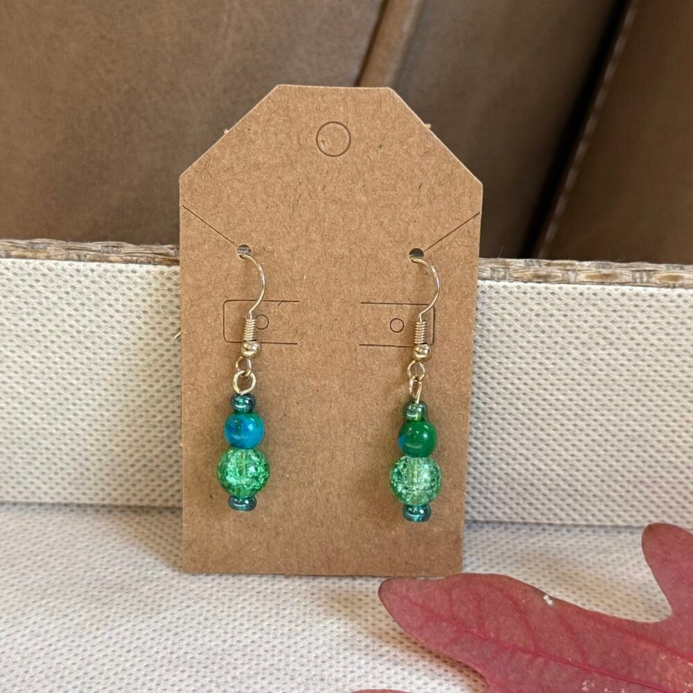 Quad Emerald Beaded Earrings