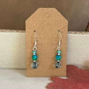 Teal Clear Beaded Earrings