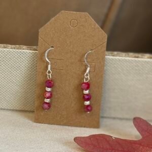 Triple Ruby Red Beaded Earrings